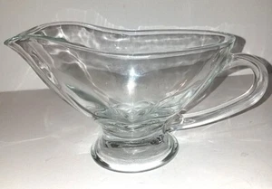 Elegant Clear Glass Pedestal Base Creamer or Gravy Boat Approx 12 oz Capacity - Picture 1 of 6