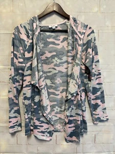Roudelain Hoodie Damen Large Rosa Grau Camouflage Vorne Offen Langarm Neu - Bild 1 von 8