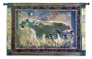 Protecting Her Cubs North American Made Woven Tapestry Wall Hanging - Picture 1 of 1