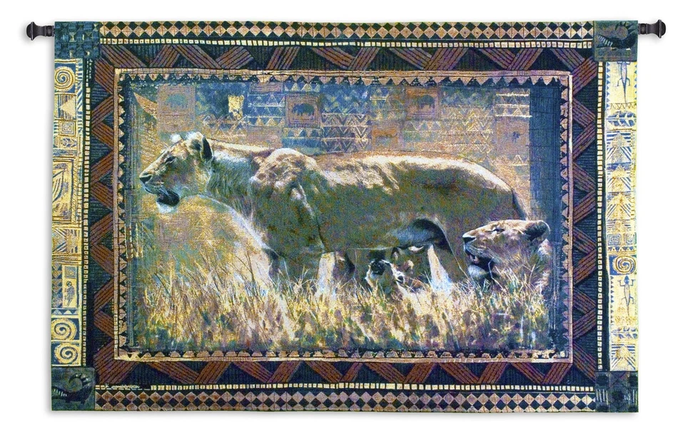 Tapiz tejido hecho en América del Norte para colgar en la pared protegiendo a sus cachorros Foto 1 de 1