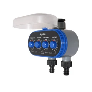 Garden Hose Water Tap Timers Automatic Dual Outlet Irrigation System Sprinkler - Picture 1 of 11