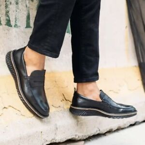 ECCO Men's ST.1 Hybrid Leather Penny Loafers Shoes Black sz 10 US 43 EU READ