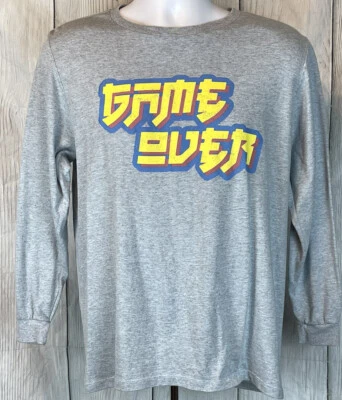 NUEVO SIN ETIQUETAS Camiseta Cápsula Niños X-Large Gris Manga Larga "Game Over" Foto 1 de 4