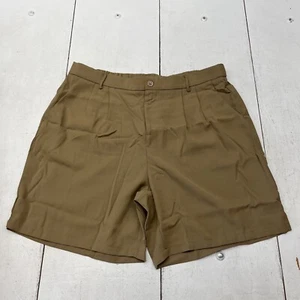 Luvamia Khaki Pleated Casual High Waisted Bermuda Shorts Women's Size 2XL NEW - Picture 1 of 7