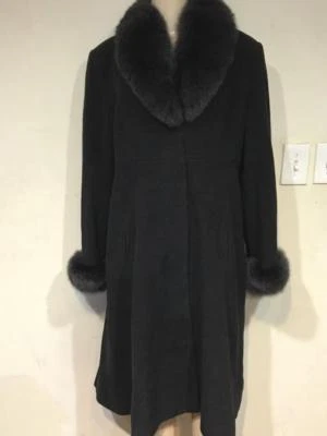 Chaqueta Abrigo Mujer Marvin Richards Invierno Iglesia Piel de Zorro Lana y Cachemira Talla 16 Foto 1 de 4