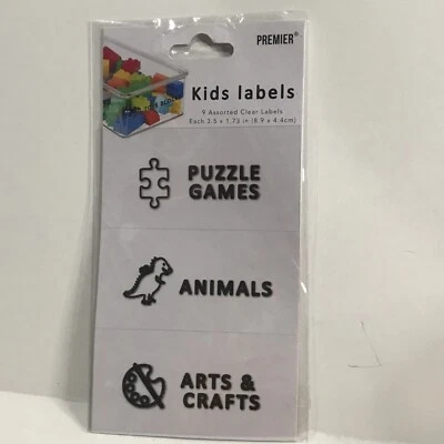 Etiquetas para niños organizan pegatinas de vinilo transparente 9 piezas surtidas para contenedores de almacenamiento de juguetes Foto 1 de 2