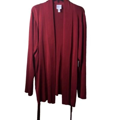 Cardigã feminino Kate Hill novo com etiquetas tijolo cinto vermelho elegante preppy 2X - Imagem 1 de 4