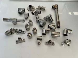 LOT OF STAINLESS RAIL AND BIMINI TOP FITTINGS - Picture 1 of 7