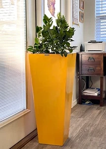 23-47 inches tall fiberglass planter, plant pots, home garden planter - yellow - Picture 1 of 5