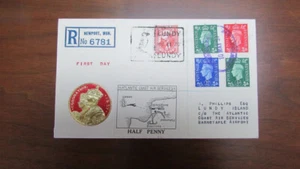 LUNDY ISLAND AITCHISON 11 AIRMAIL USED ON REGISTERED COVER MAY 11 1937 - Picture 1 of 2