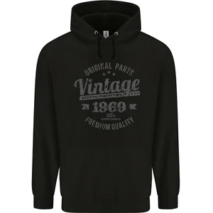 Vintage Year 56th Birthday 1969 Mens 80% Cotton Hoodie Black - Picture 1 of 3