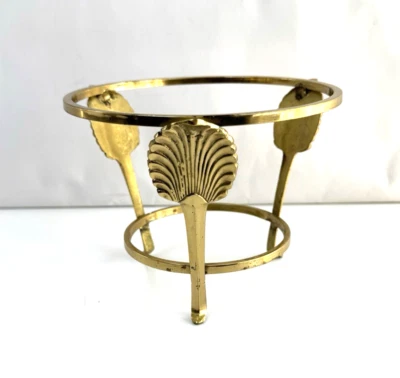Jarrón de latón de colección con soporte de concha marina orbe patas ornamentadas soporte de exhibición Hollywood Regency Foto 1 de 4