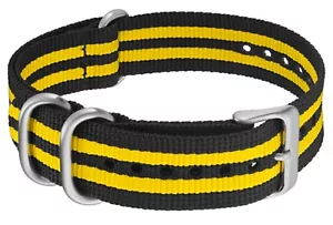 Wrist Watch Band M By Mondaine Ltd Textiband Black Yellow 20mm FN0620.20Q.2 - Picture 1 of 1