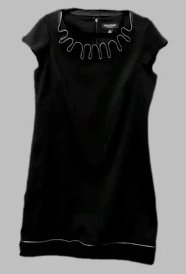 Perceptions New York Zipper Design Black Pencil Dress Size 12 Short Sleeve  - Image 1 of 4