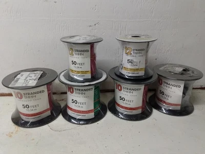 Alambre de construcción de cobre Southwire THHN - Lote de 10 y 12 AWG - rojo, verde, negro, blanco Foto 1 de 2