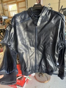 Rare* 🔥 Pelle Pelle Marc Buchanan Navy/Electric Blue Leather Jacket Sz 50 - Picture 1 of 12