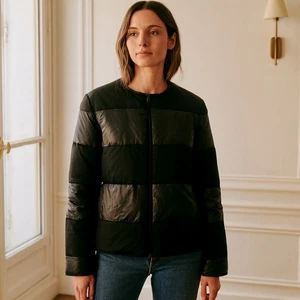 ST. JOHN Reversible Down Duck Feather Puffer Jacket in Caviar Multi $1195 - Picture 1 of 12