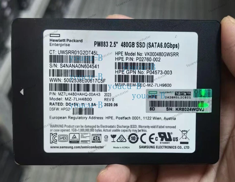 Samsung PM883 480GB SSD HPE 2.5" SATA 6Gbps MZ-7LH4800 MZ7LH480HAHQ-00AH3 - Image 1 of 1