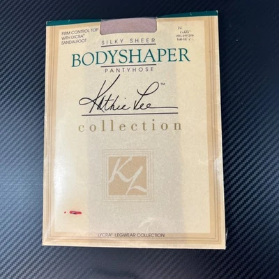 VTG Kathie Lee Silky Sheer Bodyshaper Pantyhose Nude Plus Sandalfoot 160-185lb - Image 1 of 4