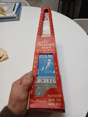 Vtg GERBER Baby 5 Plastic Stacking Nesting Blocks WITH Very Hard To Find Box - Image 1 of 4