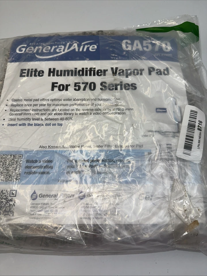 Lote de 2 Filtro Humidificador Panel Agua Almohadilla Vapor GeneralAire GA10 570 Foto 1 de 4