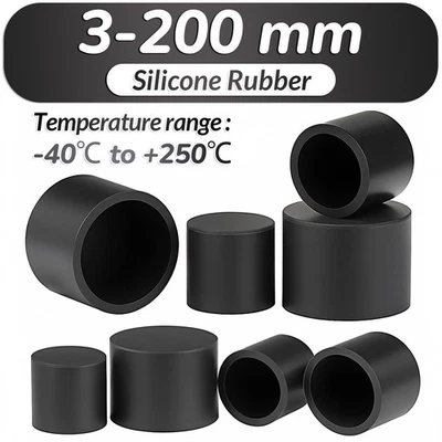 MARKENLOS End Cap Black Silicone Rubber Blanking Stopper Cover for Pipe Tube Pole Rod Hose