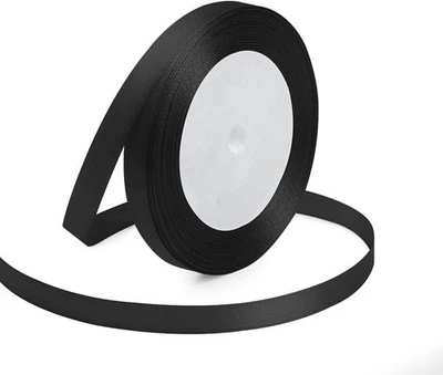 3/8 Inch x 25 Yards Black Satin Ribbon for Crafts Wedding Decor DIY Hair Bows - Image 1 of 4