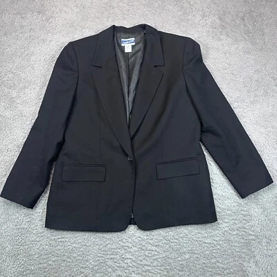 Vintage Pendleton Wool Blazer Women 14 Black Polyester Lined Suite Jacket USA - Image 1 of 4