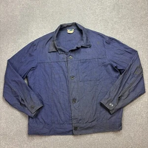 French Jacket Adult Medium Blue VTG Military Work Wear Chore Distressed Men - Picture 1 of 8