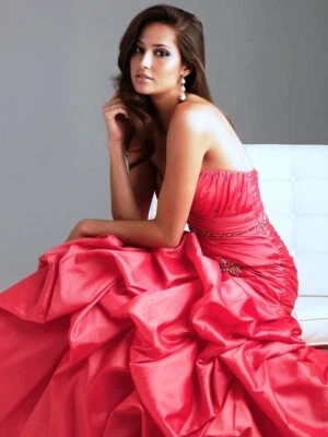 VESTIDO FORMAL DE FIESTA DE GRADUACIÓN NIGHTMOVES BY ALLURE CORAL ROSA SIRENA TALLA 4 6222 Foto 1 de 4