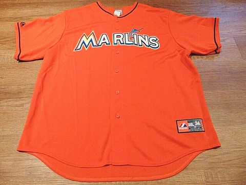 VINTAGE MAJESTIC MLB MIAMI MARLINS JOSE REYES ORANGE JERSEY SIZE 2XL Cover