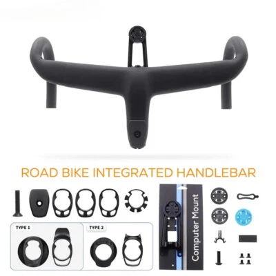 Carbon Road Bicycle Handlebar Full Internal Cable Di2 Integrated Handlebar 360mm - Image 1 of 4