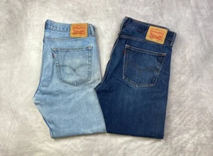 Levis 505 Jeans Denim Blue Pants 36x29 Lot Of 2 (Laundered) - Picture 1 of 12