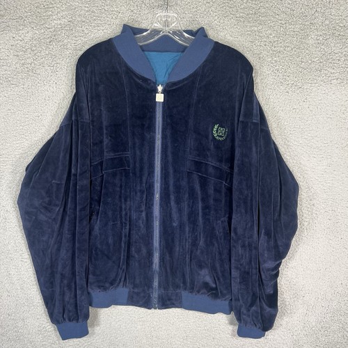 Giacca vintage Givenchy Activewear uomo grande blu seta velluto reversibile anni 90