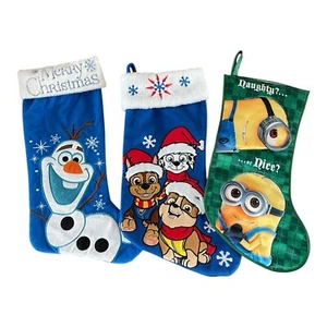 3 CHRISTMAS STOCKING Disney Olaf, Pixar Minions And Paw Patrol Never Used - Picture 1 of 19