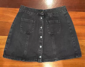 Brandy Melville Black Denim Button Front Skirt Size 26 - Picture 1 of 4
