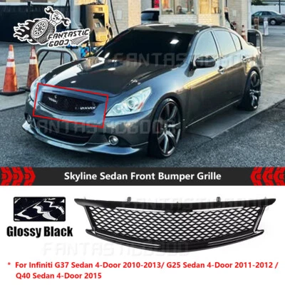 Para Infiniti Q40 G37 G25 Sedán 10-15 Brillo Balck Skyline Frontal Parrilla Superior de Malla Foto 1 de 4