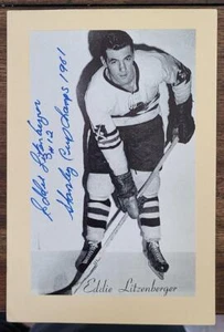 ED LITZENBERGER SIGNED 1944-1963 BEEHIVE PHOTO CARD GROUP 2 BLACK HAWKS DEC - Picture 1 of 1