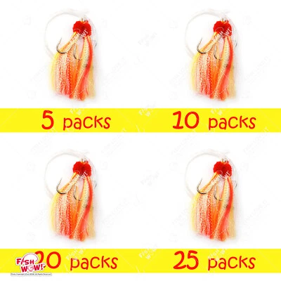5/0 Fishing Shrimp Fly Rigs Rockfish Rig Ling Cod Yellow Red Krystal Flash lot - Image 1 of 4