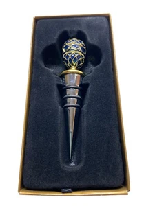 Blue Faberge' Egg Bottle Stop MMA Guilloche Enamel Silver Gold Met Museum READ - Picture 1 of 12