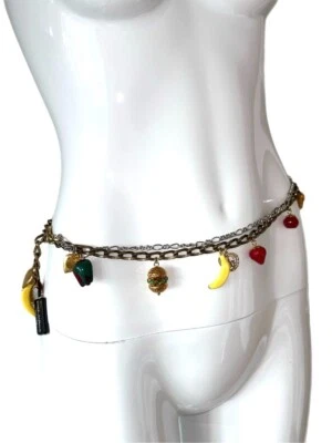 Cinturón DOLCE & GABBANA Dos Tonos Multi Fruta Dije con Medallones Corazón Foto 1 de 4
