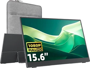 Tragbarer Monitor 15,6 Zoll Verbesserter Reise 1080P mit Lautsprecher, Standard - Photo 1/8