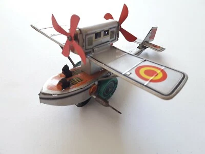 Hydravion en Tôle avec Mécanisme à Clé - 18 cm de long et 16 cm d'envergure - Photo 1/4