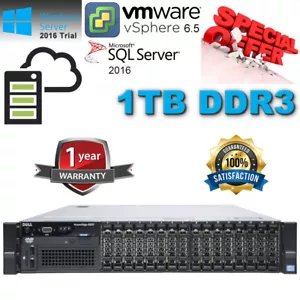 Dell PowerEdge R820 4x Xeon E5-4650 v2 2.40Ghz (1TB DDR3) 16x 1.2TB 10K SAS H710 - Picture 1 of 7