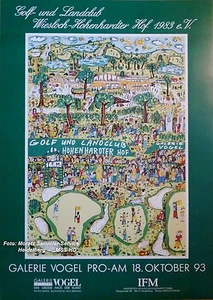 James Rizzi Golfturnier-Plakat/-Poster'93 STROKES OF GENIUS 68x98cm! Inkl.Porto! - Picture 1 of 2