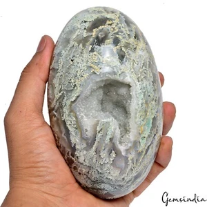 1.1 Kg Natural Dendrite Moss Agate Druzy Crystal Egg Geode Specimen Reiki Decor - Picture 1 of 9