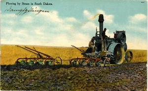 US Old postcard vintage Plowing by Steam in South Dakota (645) - Imagen 1 de 2