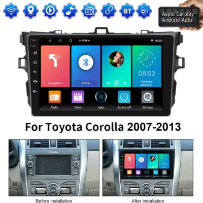 Radio estéreo para coche 9" Android 10.0 Carplay WIFI GPS para Toyota Corolla 2007-2013 Foto 1 de 4
