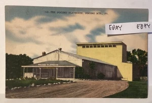 EARLY POCONO MTS. LETRERO DE PELÍCULAS PA. POCONO PLAYHOUSE RARO POSTAL DE LINO - Imagen 1 de 2