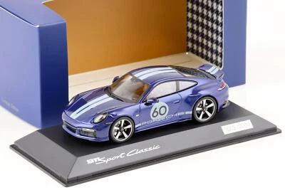 1:43 Spark Porsche 911 (992) Sport Classic Coupè 2022 Genziana Blu Wap Dealer - Immagine 1 di 3